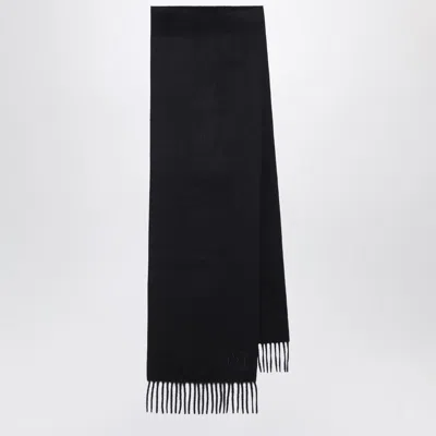 Max Mara Black Camel Scarf With Monogram Embroidery