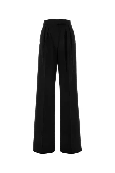 Max Mara Black Camel Wide-leg Werther Pant In Nero