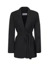 Max Mara Women Black Canvas Talento Belted Blazer In Black