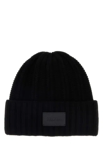 Max Mara Black Cashmere Macbeth Beanie Hat