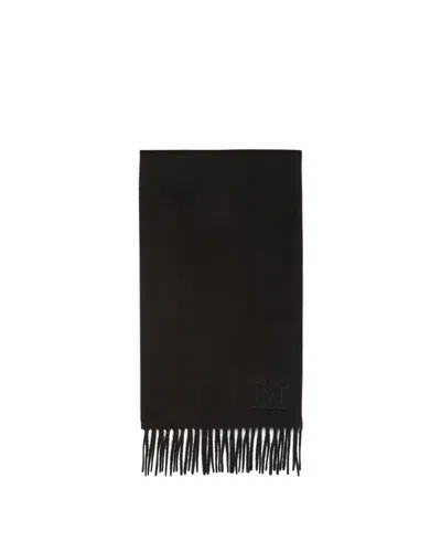 Max Mara Black Cashmere Scarf In Black Nero   #000000