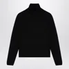 Max Mara Cashmere Blend Turtleneck Sweater With Ribbed Trim In White