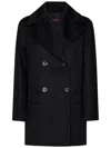 Max Mara Black Coat With Kimono Sleeves In Black