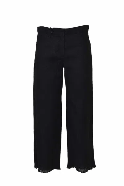 MAX MARA BLACK COTTON BULL CERVIA TROUSERS