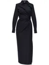 Max Mara Cotton Dress With Cut-out Design And Ruched Detail In Black