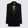 Max Mara Black Cotton Orario Blazer In Black