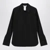 Max Mara Black Cotton Shirt With Logo Women In Black