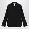 Max Mara Black Cotton Shirt With Logo Women In Black