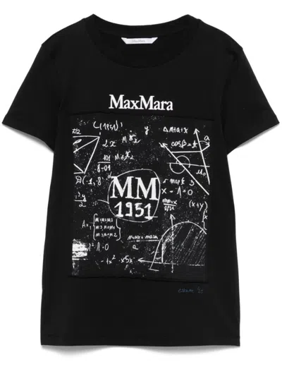 Max Mara Black Cotton T-shirt With Front Print