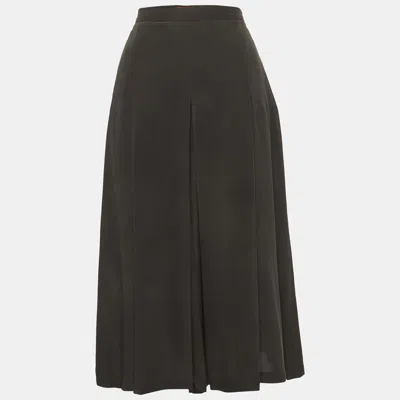 Max Mara Black Crepe Box Pleat Midi Skirt