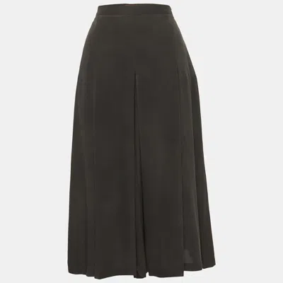 Pre-owned Max Mara Black Crepe Box Pleat Midi Skirt S