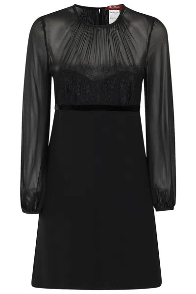 Max Mara Black Crepe Jader Mini Dress In Nero