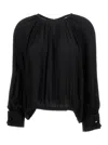 Max Mara Black Creponne Crew Neck Blouse In Silk Woman In Black