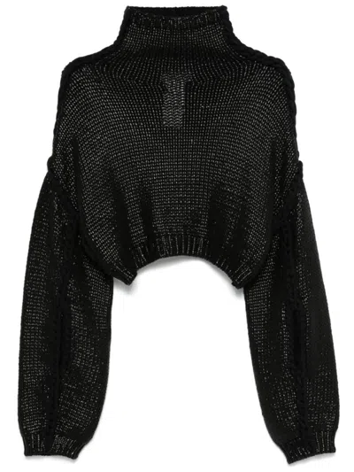 Max Mara Black Cropped Cotton Sweater