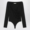 Max Mara Cicladi V-neck Draped Bodysuit In Black