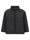 Max Mara Diamond-patterned Quilted Jacket With High Collar In Black