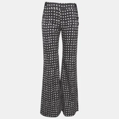 Pre-owned Max Mara Black Denim Star Print Wide Leg Pants S