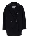 Max Mara Oversized Short Coat Kimono Sleeves In Black