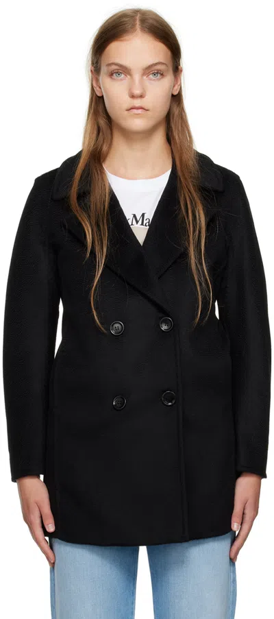 Max Mara Black Double-breasted Coat In 004 Black