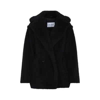 MAX MARA MAX MARA BLACK DOUBLE-BREASTED COAT WITH NOTCHED COLLAR