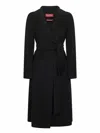 Max Mara Black Drap Double Cloth Cles Robe Coat