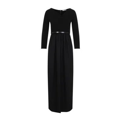 Max Mara Black Dress With V-neckline And Flowing Skirt