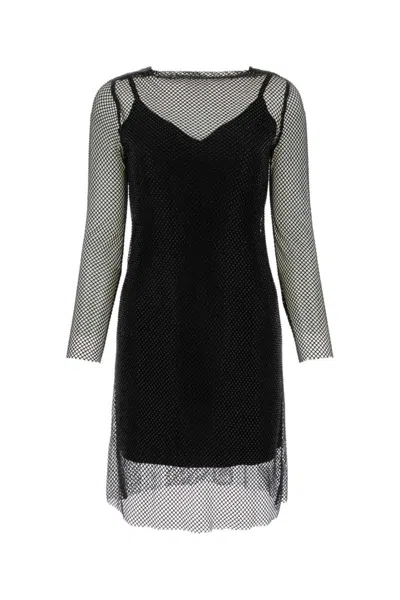MAX MARA BLACK EMBELLISHED MESH VEZZO MINI DRESS