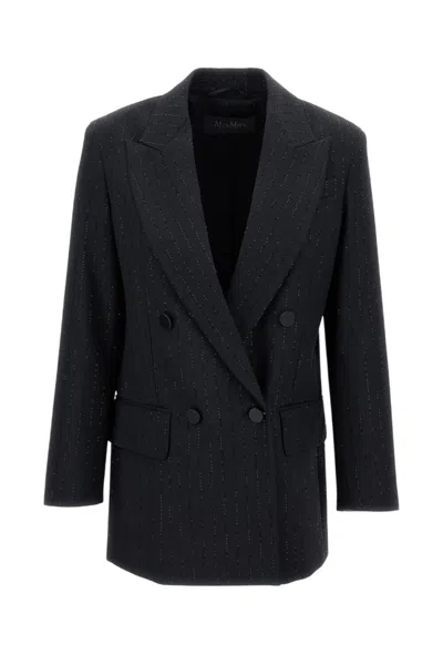 Max Mara Black Embellished Notched Lapel Blazer