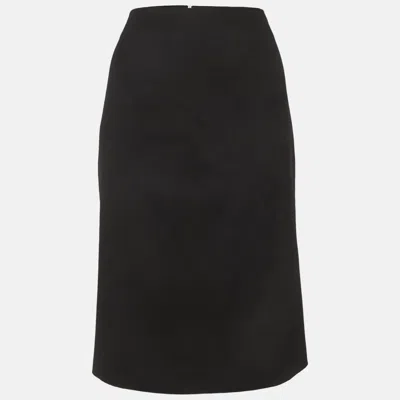 Pre-owned Max Mara Black Flannel Zip Up Pencil Skirt L