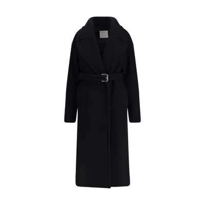 Max Mara Black Fleece Wool Coat