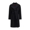 Max Mara Black Fleece Wool Coat In Black
