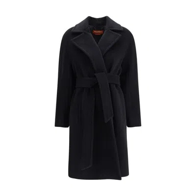 Max Mara Black Fleece Wool Coat