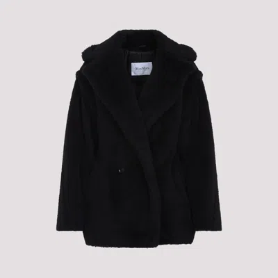 MAX MARA BLACK FUXIA TEDDY SHORT COAT