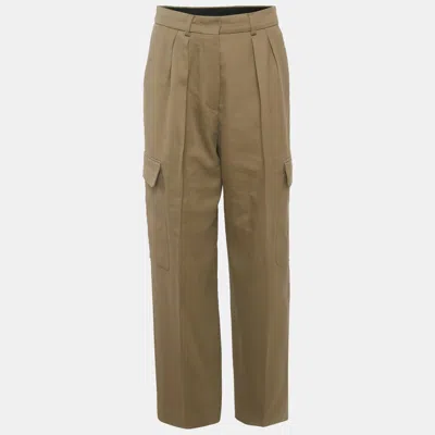 Pre-owned Max Mara Black Gabardine Cargo Pants S In Brown