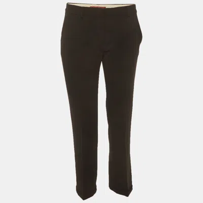 Pre-owned Max Mara Black Gabardine Formal Trousers M