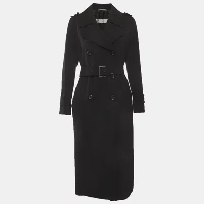 Pre-owned Max Mara Black Garbardine Double Breasted Trench Coat M