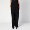 Max Mara Street Pleated Cotton Twill Tapered Pants In Black