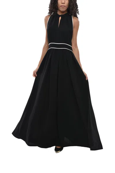 Max Mara Black Halter Neck Maxi Dress In Transparent