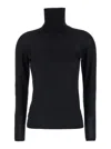 Max Mara Black High Neck Sweater In Wool Woman In Black