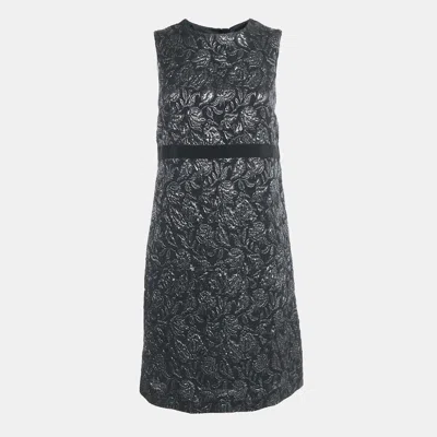 Max Mara Black Jacquard Sleeveless Mini Dress