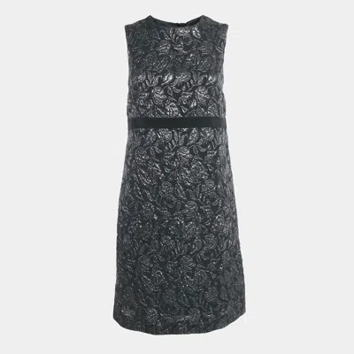 Max Mara Black Jacquard Sleeveless Mini Dress
