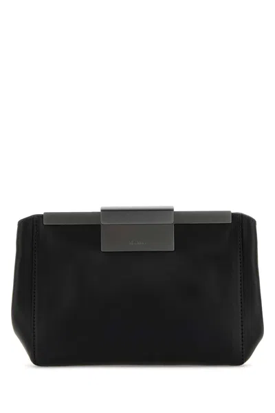 Max Mara Rectangular Shape Leather Belt Bag In Black