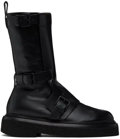 Max Mara Black Leather Biker Boots