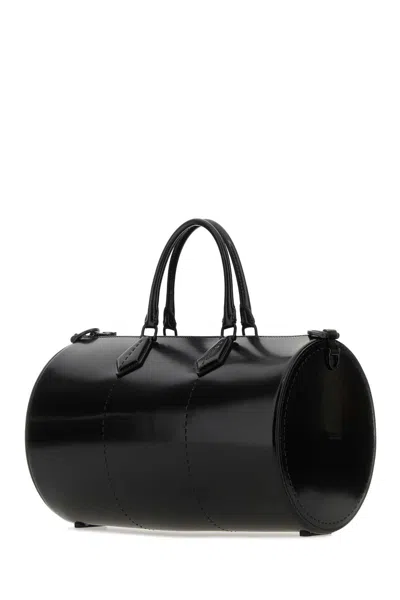 Max Mara Black Leather Brushedrolll Handbag