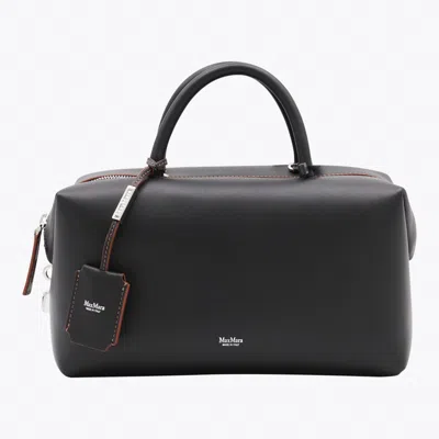 Max Mara Black Leather Holdallm Top Handle Bag