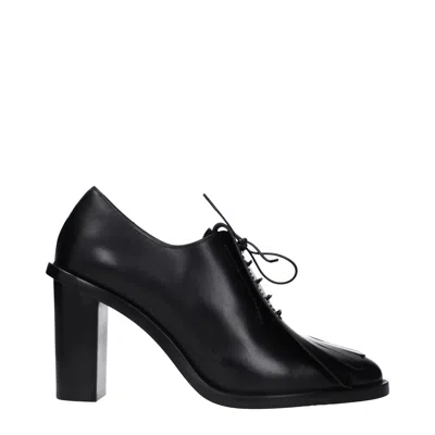 Max Mara Woman Lace-up Shoes Black Size 7.5 Leather