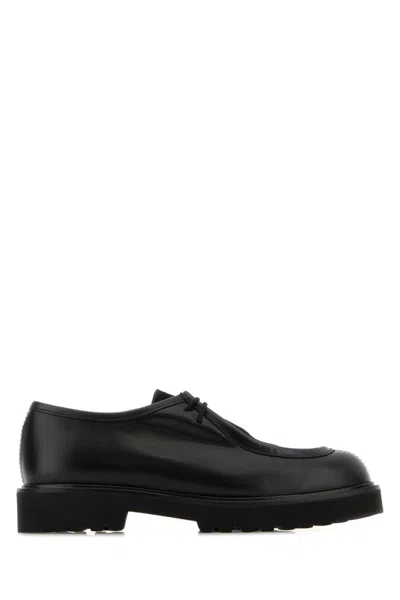 Max Mara Black Leather Track Lace-up Shoes In Multi