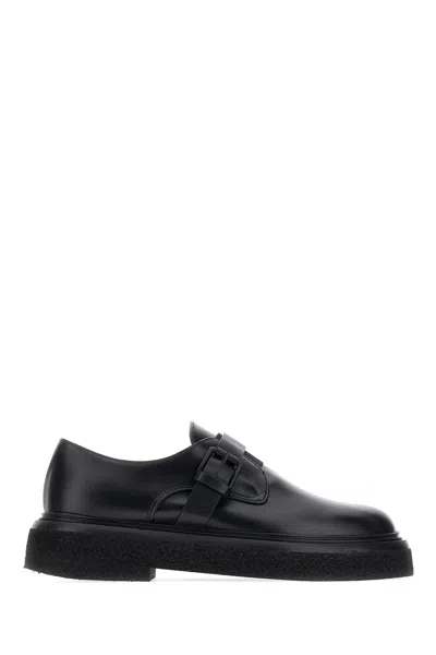 Max Mara Black Leather Monk Strap Buckle Shoes