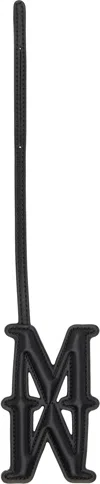 Max Mara Black Leather Monogram Keychain In Black