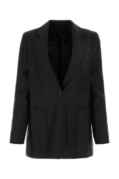 MAX MARA BLACK LINEN BOEMIA BLAZER